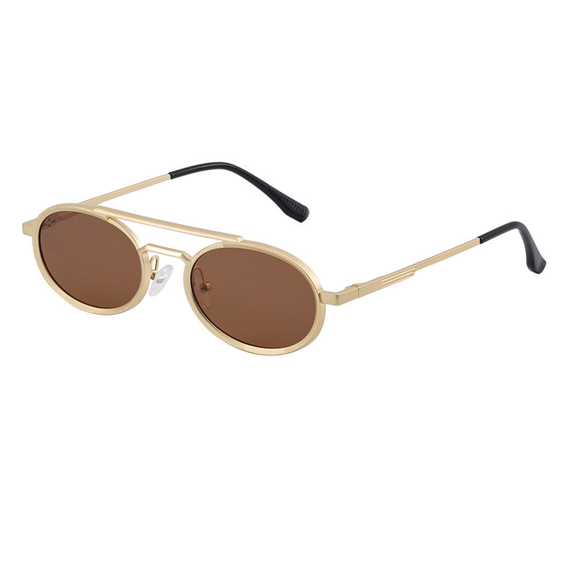 Retro-style Oval-frame Steampunk Sunglasses