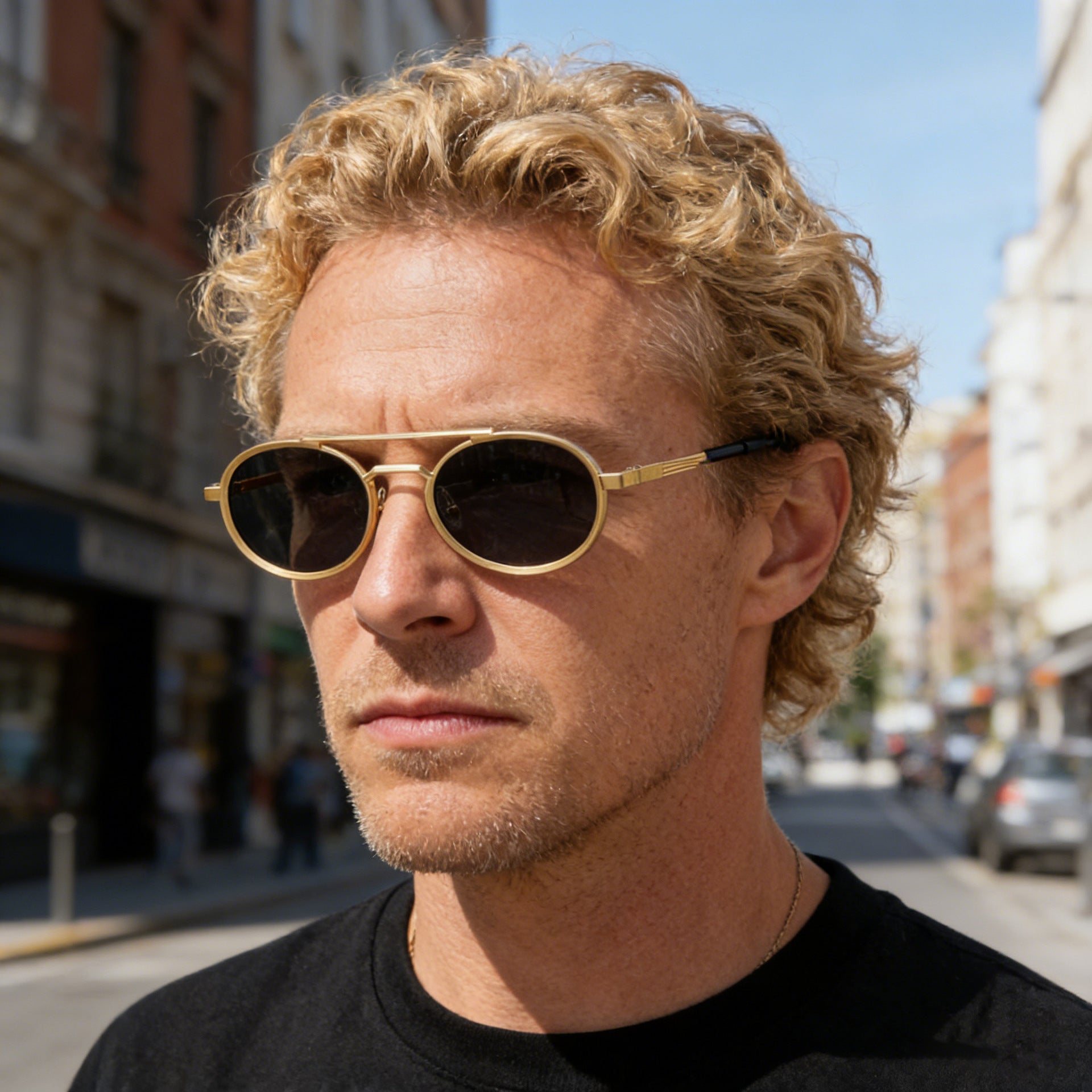 Retro-style Oval-frame Steampunk Sunglasses