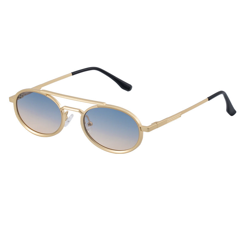 Retro-style Oval-frame Steampunk Sunglasses